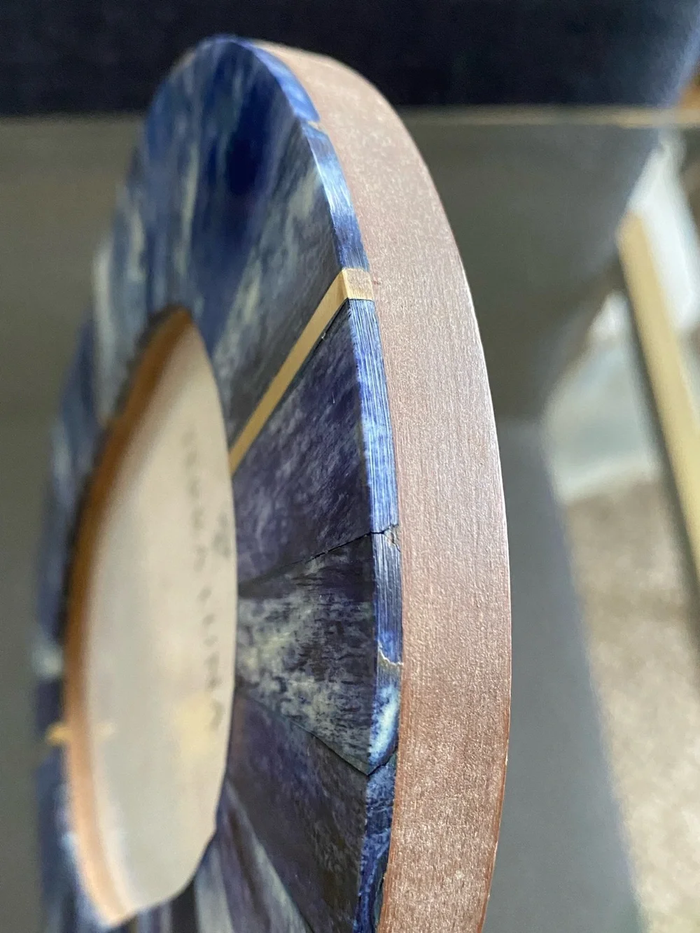 Matr Boomie Artemis Indigo Blue Oval 4x6 Picture Frame Carved Bone Inlaid Brass